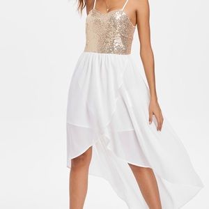 Gold sequin chiffon bridesmaid/prom dress sz XL